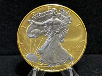 2021 US Uncirculated Gold Plated Silver .999 Eagle 1 Oz Coin