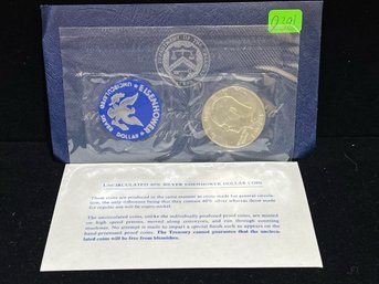 1973 U.S. Mint Eisenhower San Francisco Uncirculated Dollar Blue Envelope