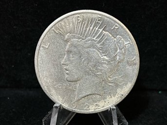 1922 S Silver Peace Dollar - Almost Uncirculated