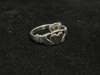 Sterling Silver Made In Ireland Claddagh Ring - Size 7.5
