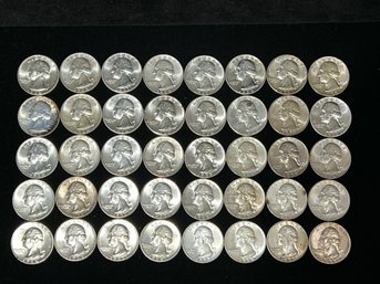 $10 Face Roll Of 40 Washington 90 Silver Quarters - Mixed Dates - Better Grades