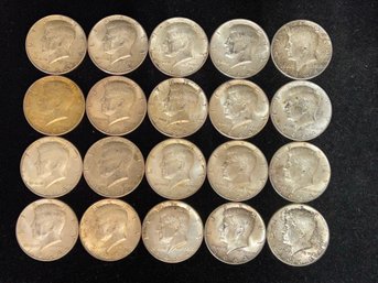 Roll Of High Grade 1964 Kennedy Half Dollars - $10 Face Value 20 Coins 90 Percent Silver
