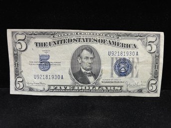 1934 D 5 Five Dollar Silver Certificate - High Grade