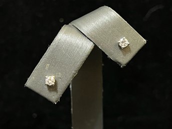 New 14k White Gold Diamond Solitaire Earrings .20 Carats Total Weight