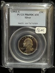 1993 S US Washington Silver Quarter - PCGS PR69 Deep Cameo