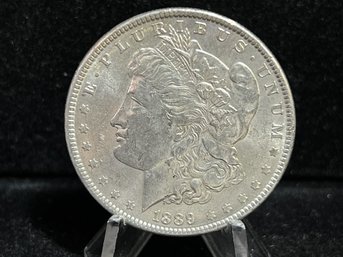 1889 P Morgan Silver Dollar - Almost Uncirculated