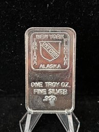 Vintage .999 1 Oz Silver Bar - Oxford Mint - New York Indiana Florida Alaska