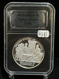 American History Declaration Of Independence One Troy Ounce .999 Fine Silver Round