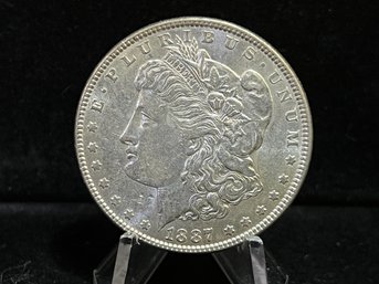 1887 P Morgan Silver Dollar - Almost Uncirculated