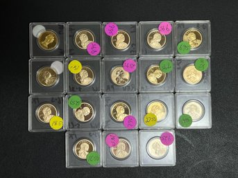 Lot Of 18 Presidential And Sacagawea Proof Dollars