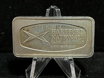 1000 Grain Sterling Silver Bank Bar - Hartford National Bank & Trust