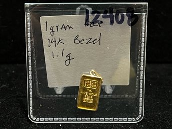 1 Gram Credit Suisse 999.9 Fine Gold Bar In 14k Bezel