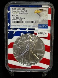 2021 Silver Eagle Type 2 PCGS MS70 - Perfect Coin - First 400 Boxes