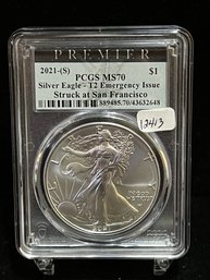 2021 S Silver Eagle Type 2 PCGS MS70 - Perfect Coin - Emergency Issue