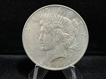 1927 D Silver Peace Dollar - Almost Uncirculated