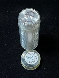 $10 Face Roll Of 40 Washington 90 Silver Quarters - 1962 D - Brilliant Uncirculated
