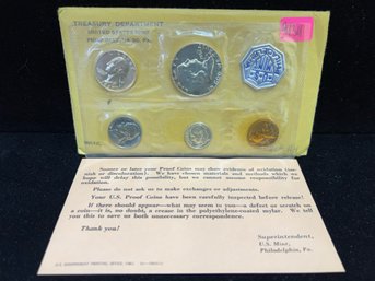 1961 US Mint Silver 5 Coin Proof Set - Original Envelope & COA