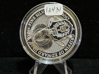 2017 Queen's Beast Griffin Of Edward III 2 Oz .9999 Silver Coin