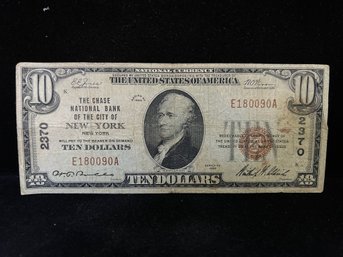 1929 $10 National Currency Chase National Bank Of New York