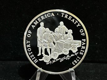 American Mint The Birth Of Our Nation 'treaty Of Paris' 20 Gram .999 Fine Silver Round