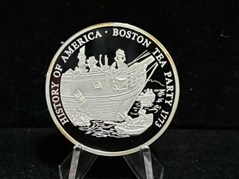 American Mint The Birth Of Our Nation 'Boston Tea Party' 20 Gram .999 Fine Silver Round