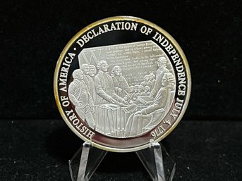 American Mint The Birth Of Our Nation 'Declaration Of Independence' 20 Gram .999 Fine Silver Round