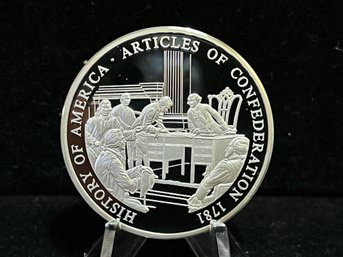 American Mint The Birth Of Our Nation 'Articles Of Confederation' 20 Gram .999 Fine Silver Round