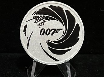 2022 Tuvalu 1 Dollar James Bond 007 1 Oz .999 Fine Silver Round - Black Accents