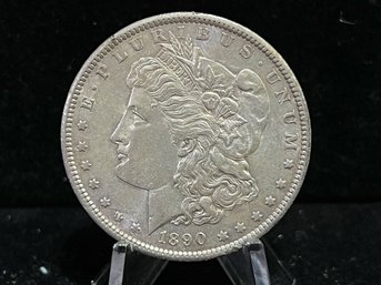 1890 S Morgan Silver Dollar - Almost Uncirculated