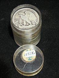 Roll Of US Silver Walking Liberty Half Dollars - Better Dates