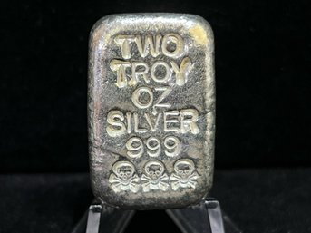 Hand Poured Two Troy Ounce .999 Fine Silver Bar