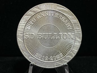 SD Bullion 10th Anniversary One Troy Ounce .999 Fine Silver Round