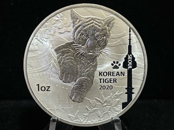 2020 Republic Of Korea Korean Tiger One Troy Ounce .999 Fine Silver Round