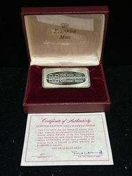 1971 Hospital Trust Rhode Island Limited Edition Hallmarked Proof 1000 Grain .925 Fine Silver Bar