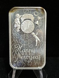 1974 Madison Mint Happy New Year One Troy Ounce .999 Fine Silver Bar