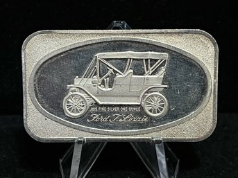 Madison Mint Ford Tin Lizzie One Troy Ounce .999 Fine Silver Bar