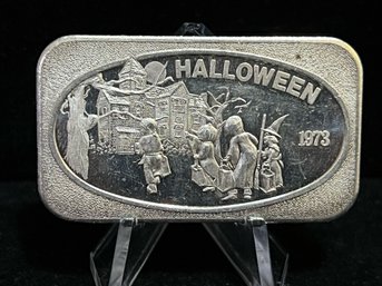 1973 United States Silver Corporation Halloween One Troy Ounce .999 Fine Silver Bar