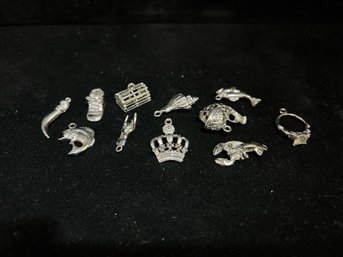 11 Piece Lot Of .925 Sterling Silver Charms