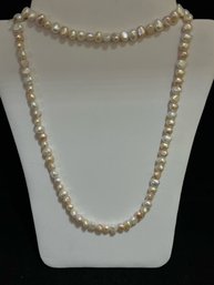 No Clasp Natural Pearl Necklace - 28 Inches - 5mm