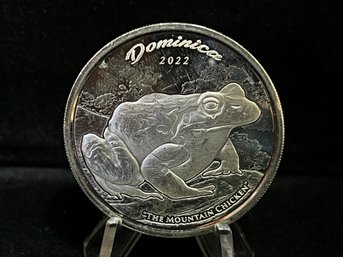 Dominica 'The Mountain Chicken' Two Dollars One Troy Ounce .999 Fine Silver Coin