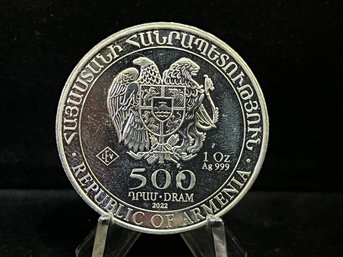 2022 Armenia Noahs Ark One Troy Ounce .999 Fine Silver Coin