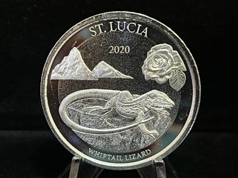 2020 St Lucia Whiptail Lizard One Troy Ounce .999 Fine Silver Coin
