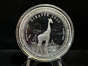 2022 Republic Of Guinea Giraffe 1000 Francos One Troy Ounce .999 Fine Silver Coin