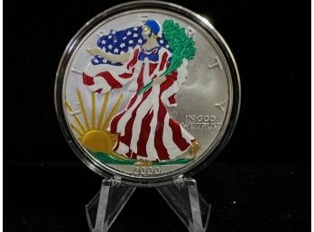 2000 Painted  Silver Eagle 1 Oz .999 Bullion - Boxed