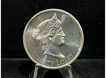 1980 Liberty Lobby One Troy Ounce .999 Fine Silver Round