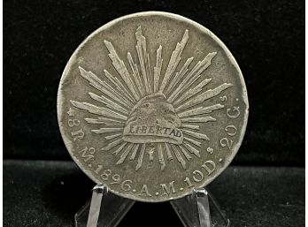 1896 Mexico 8 Reales Silver Coin