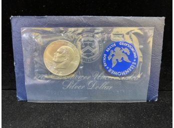1972 U.S. Mint Eisenhower San Francisco Uncirculated Dollar Blue Envelope