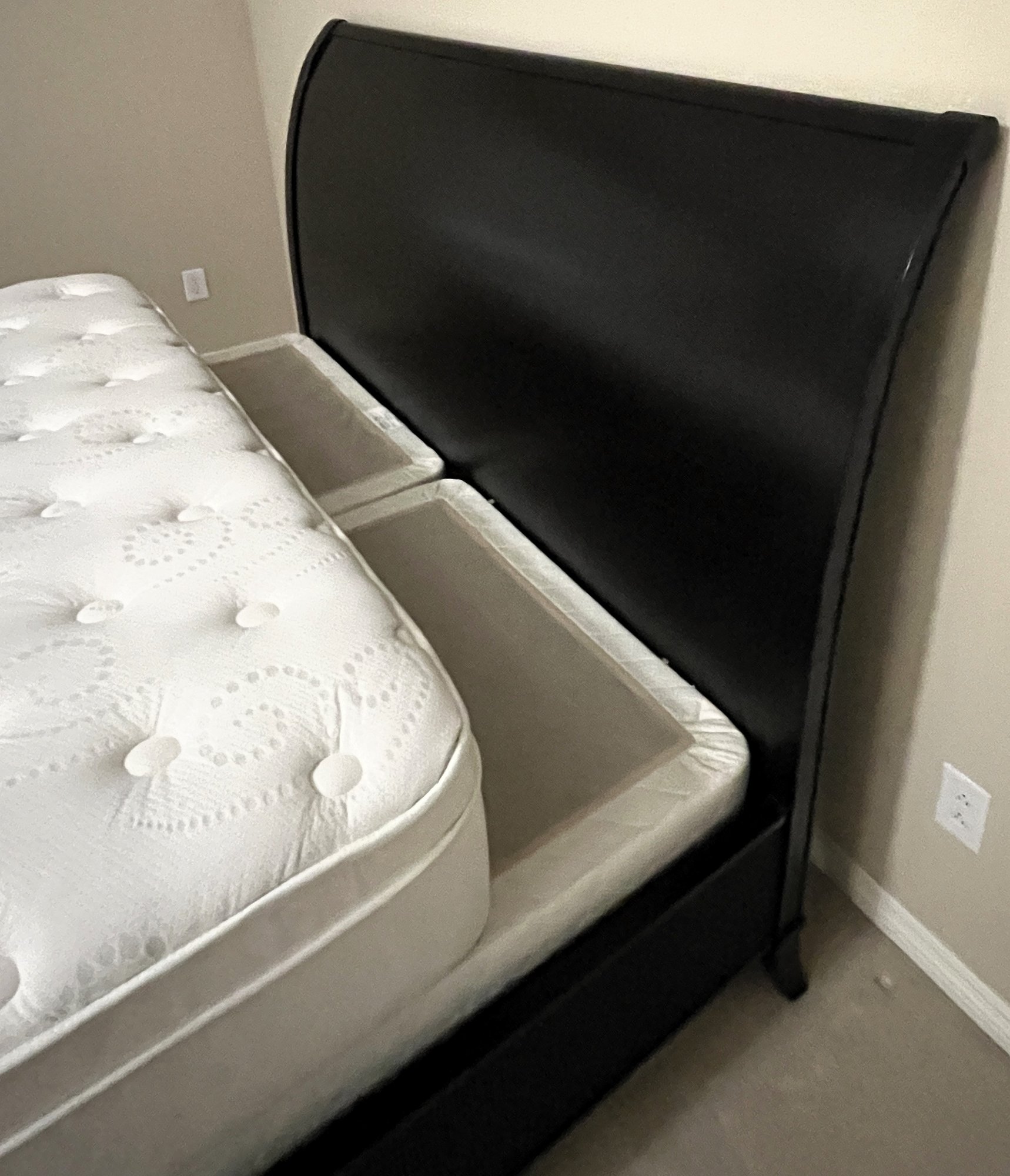 ARHAUS Furniture King Size Wood Bed With Denver Mattress CO. Madison Euro Top Mattress (G