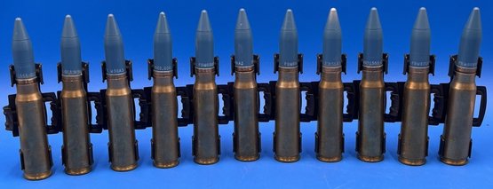 Lot Of 11 - 20MM Vulcan Dummy Rounds With Brass Casing - (TR)