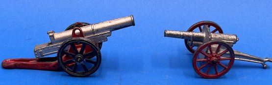 Lot Of 2 Vintage Metal Toy Cannon - (TR)